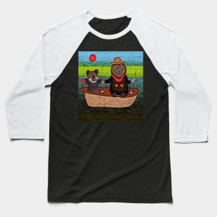 watercolor groundhog fishing with teddy bear Baseball T-Shirt